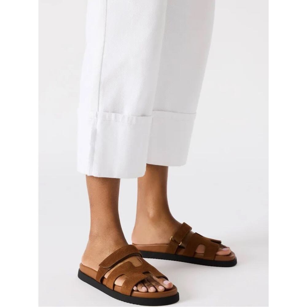 Steve Madden Mayven Camel Leather Slide Sandals Size 9.5 NEW - Picture 2 of 8